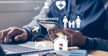 Insurance online insurtech business finance technology concept. Businessman using smartphone and computer to insurance online for life and family, property, health, car, travel, education, financial.